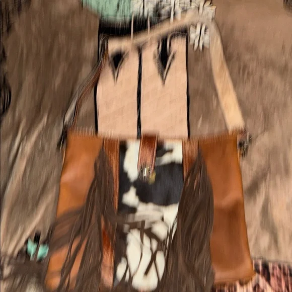 MYRA EUC Brown and Tan Fringe Leather Bag - Picture 8 of 9